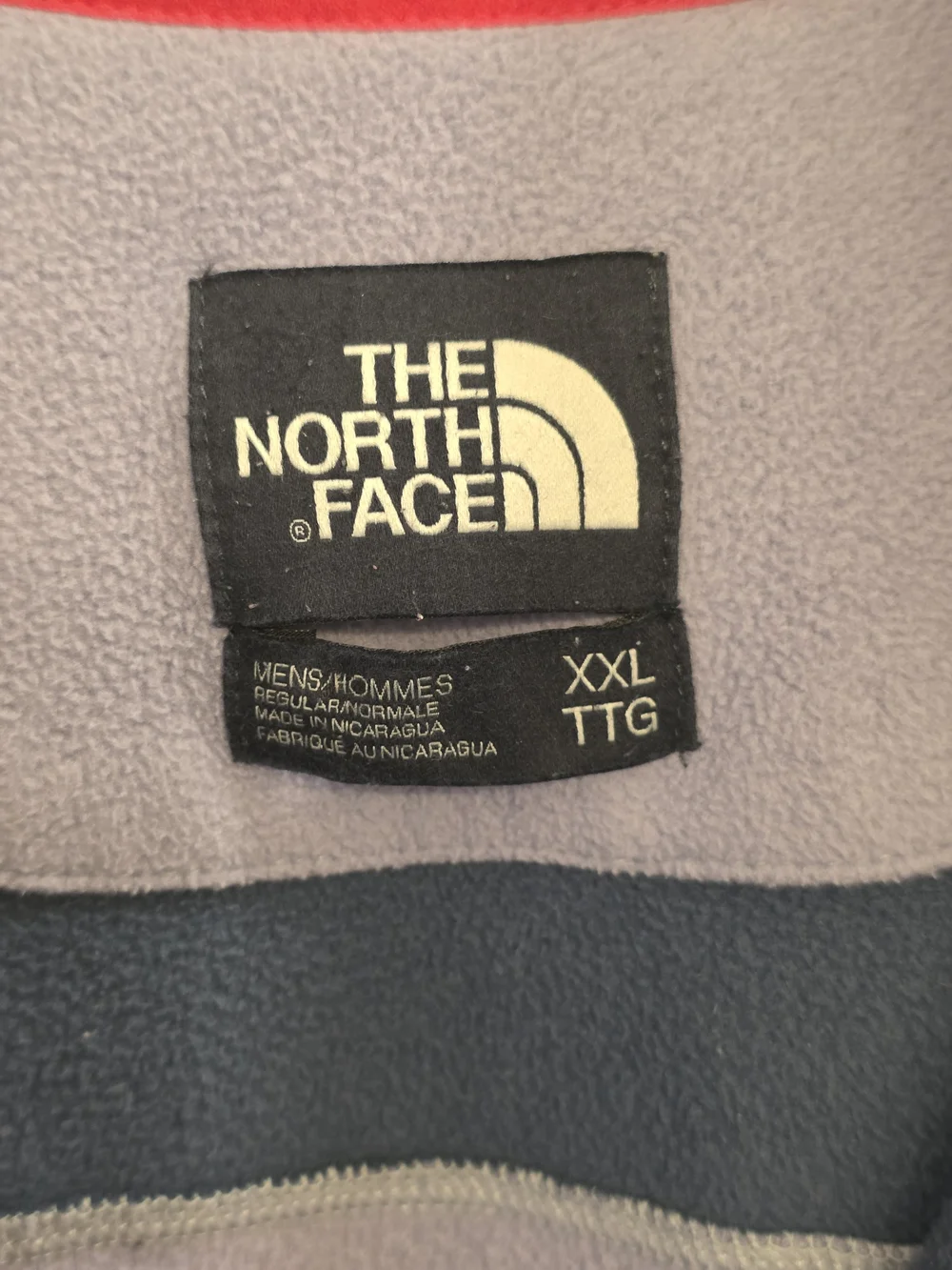The North Face Vintage Men's XXL Fleece Blue Red Gray Full Zip Pit Zips...